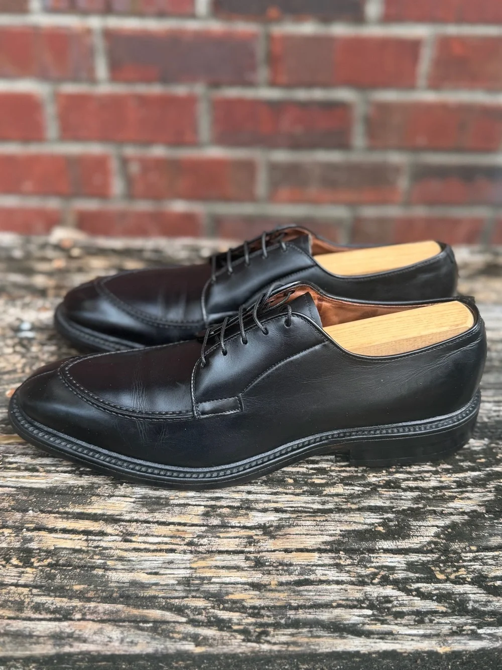 Allen Edmonds Brentwood Men’s 7.5 AA Split Toe Black Leather Oxford Dress Shoes